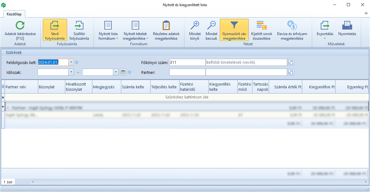 NyitottKiegyenlitettLista