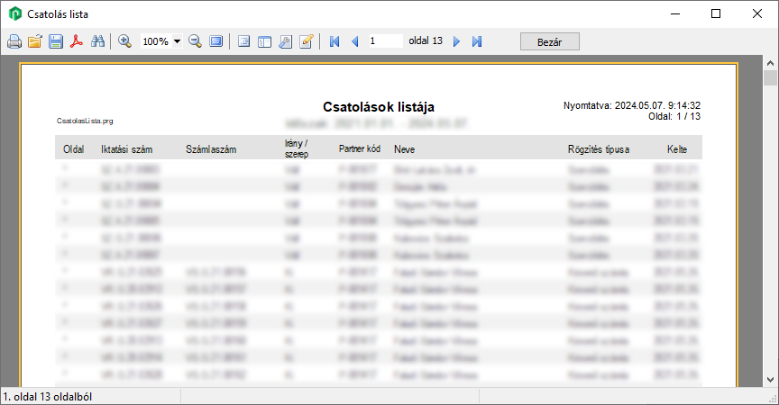 CsatolasokListaRiport