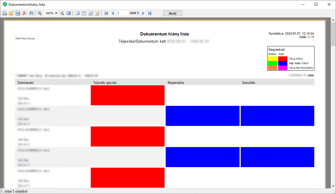 DokumentumHianyListaRiport