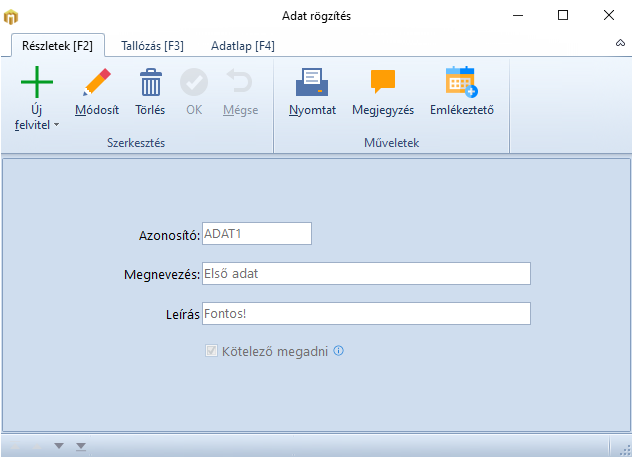 Adat Felvitel Részletek